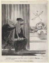 Репродукция картины "клитемнестра, подталкиваемая мими верон (рашель)" художника "домье оноре"