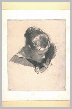 Копия картины "голова молодой женщины в три четверти, справа" художника "домье оноре"