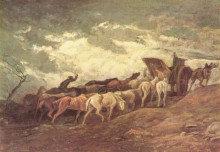 Репродукция картины "упряжь лошадей" художника "домье оноре"
