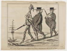 Репродукция картины "господа кобден, брайт и стурджес, не найдя чемзанятся в европе, отплывают" художника "домье оноре"