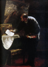 Репродукция картины "художник разделяет на листы картон с рисунком" художника "домье оноре"