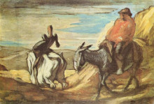 Картина "санчо панса и дон кихот в горах" художника "домье оноре"