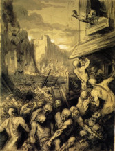 Репродукция картины "бунт, или сцены революции, или уничтожение содома" художника "домье оноре"