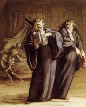 Репродукция картины "два доктора и смерть" художника "домье оноре"