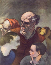 Репродукция картины "семья на баррикадах" художника "домье оноре"