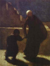 Копия картины "женщина с ребенком на мосту" художника "домье оноре"