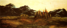 Картина "горный пейзаж с воздушным шаром" художника "доре гюстав"