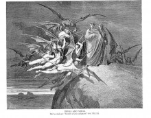 Репродукция картины "демоны и вергилий" художника "доре гюстав"