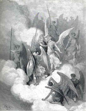 Картина "абдиель и сатана. иллюстрация к поэме джона мильтона &quot;потерянный рай&quot;" художника "доре гюстав"