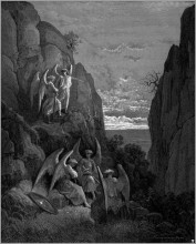 Репродукция картины "иллюстрация к поэме джона мильтона &quot;потерянный рай&quot;" художника "доре гюстав"
