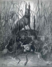 Репродукция картины "заяц и лягушки" художника "доре гюстав"