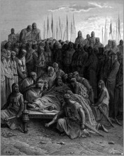 Репродукция картины "смерть балдуина i латинского короля иерусалима" художника "доре гюстав"