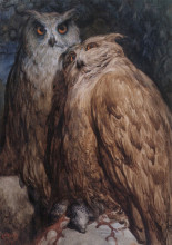 Репродукция картины "две совы" художника "доре гюстав"