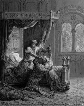 Копия картины "эдуард i английский убивает ассассина в июне 1272" художника "доре гюстав"