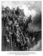 Картина "армия священника фолькмара и графа эмицио атакуют мерзебург" художника "доре гюстав"