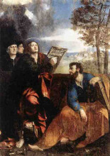 Репродукция картины "sts john and bartholomew with donors" художника "досси доссо"