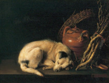 Репродукция картины "a sleeping dog with terracotta pot" художника "доу герард"