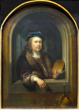 Картина "self-portrait with a palette, in a niche" художника "доу герард"
