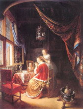 Репродукция картины "the lady at her dressing table" художника "доу герард"