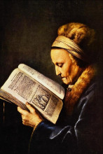 Картина "portrait of an old woman reading" художника "доу герард"