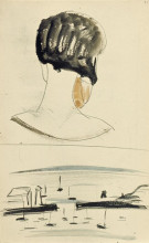 Репродукция картины "nelly van doesburg viewed from behind, and a harbor scene" художника "дусбург тео ван"