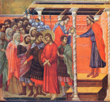 Репродукция картины "pilate washes his hands" художника "дуччо"
