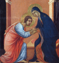 Репродукция картины "the arrival of the apostles to the virgin&#160;(fragment)" художника "дуччо"
