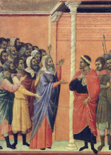 Репродукция картины "the high priests before pilate" художника "дуччо"