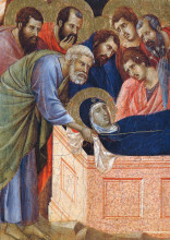 Репродукция картины "the position of mary in the tomb (fragment)" художника "дуччо"