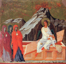 Репродукция картины "the three marys at the tomb" художника "дуччо"