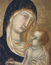 Репродукция картины "madonna and child (fragment)" художника "дуччо"