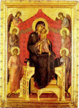 Картина "the madonna and child with angels" художника "дуччо"
