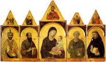 Репродукция картины "the madonna and child with saints" художника "дуччо"
