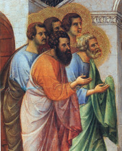 Картина "appearance of christ to the apostles (fragment)" художника "дуччо"