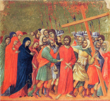 Репродукция картины "carrying of the cross" художника "дуччо"
