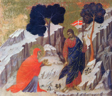 Репродукция картины "christ appearing to mary" художника "дуччо"