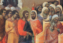 Репродукция картины "christ before caiaphas (fragment)" художника "дуччо"