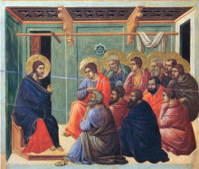 Картина "christ preaches the apostles" художника "дуччо"