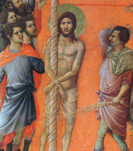 Репродукция картины "flagellation of christ (fragment)" художника "дуччо"