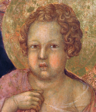 Репродукция картины "madonna and child on a throne (front side fragment)" художника "дуччо"