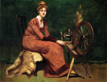 Репродукция картины "the spinner" художника "дьюинг томас уилмер"