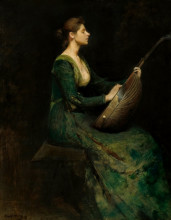Картина "lady with a lute" художника "дьюинг томас уилмер"