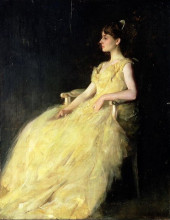 Репродукция картины "lady in yellow" художника "дьюинг томас уилмер"