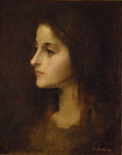 Копия картины "portrait of a young girl" художника "дьюинг томас уилмер"