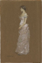 Копия картины "the pink dress" художника "дьюинг томас уилмер"