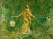 Репродукция картины "symphony in green and gold" художника "дьюинг томас уилмер"
