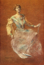 Репродукция картины "lady in blue" художника "дьюинг томас уилмер"