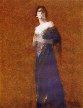 Репродукция картины "woman in blue" художника "дьюинг томас уилмер"