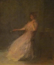 Картина "lady with a rose" художника "дьюинг томас уилмер"