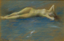 Картина "reclining nude figure of a girl" художника "дьюинг томас уилмер"